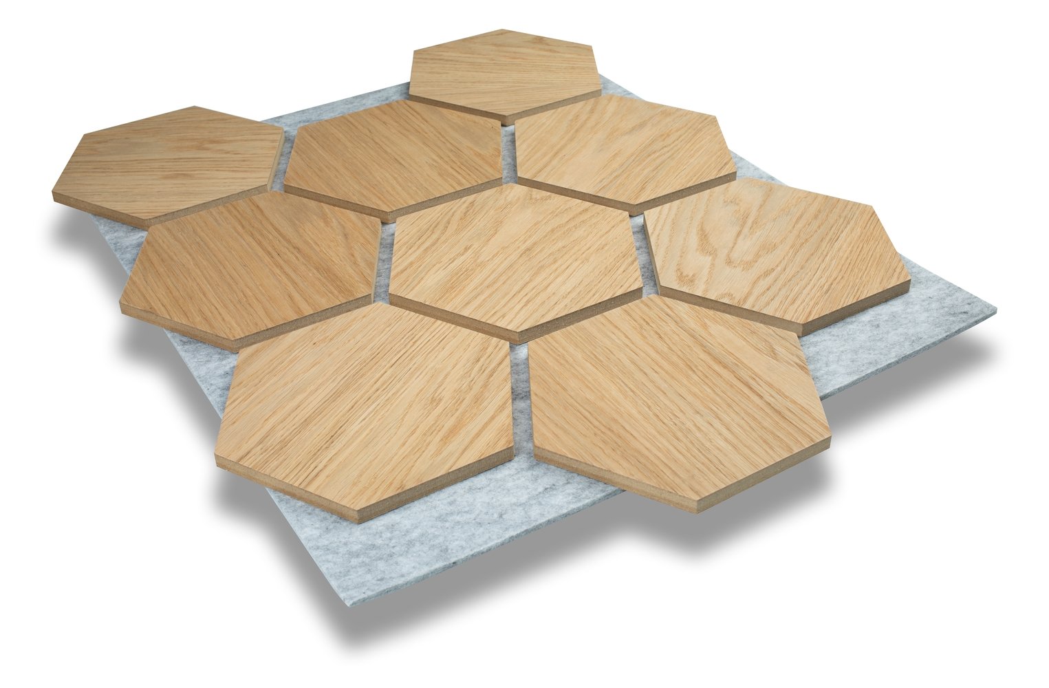 Oak_Gray_Felt Oak Light Brown MDF Gray Felt | Hexagon - Image 1